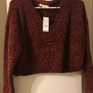 Super soft woven slightly cropped sweater